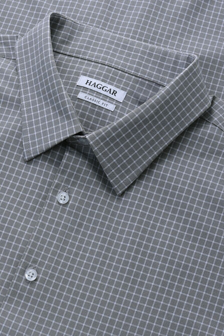 Big Smart Wash&reg; Dress Shirt - Medium Grey Grid, Medium Grey view# 4