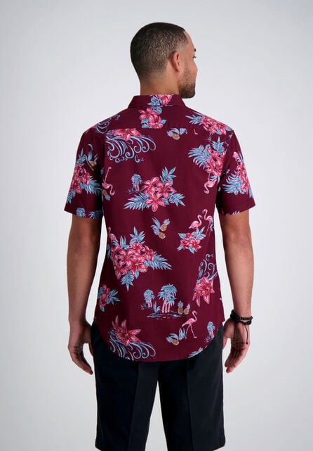 Floral Flamingo Shirt, Aubergine