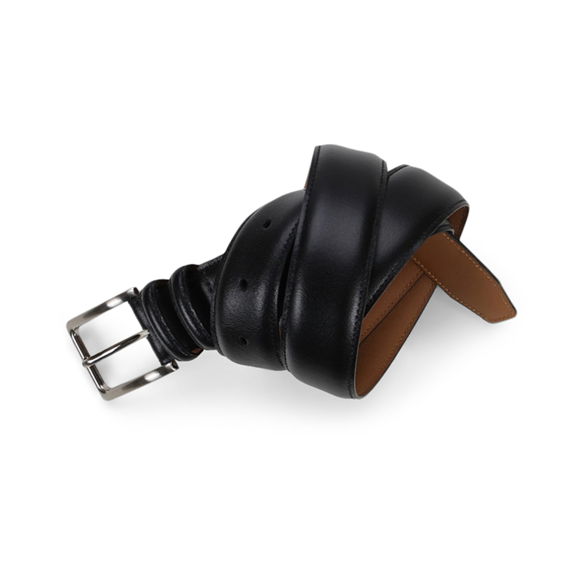 Leather Double Loop Belt - Black
