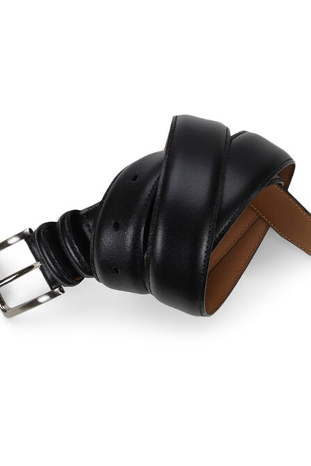 Leather Double Loop Belt - Black, Black view# 1