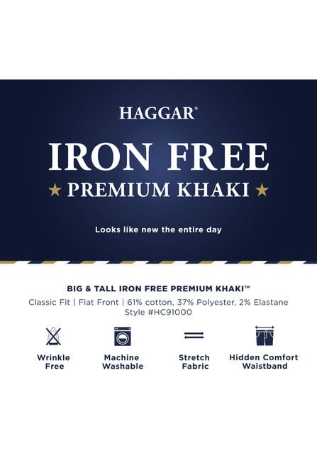 Big &amp; Tall Iron Free Premium Khaki, Charcoal Htr view# 4