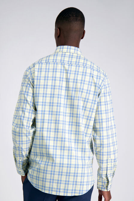 Premium Comfort Performance Cotton Dress Shirt - White and Yellow Plaid, White view# 2