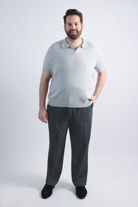 Big &amp; Tall Johnny Collar Ribbed Sweater, Heather Grey view# 3