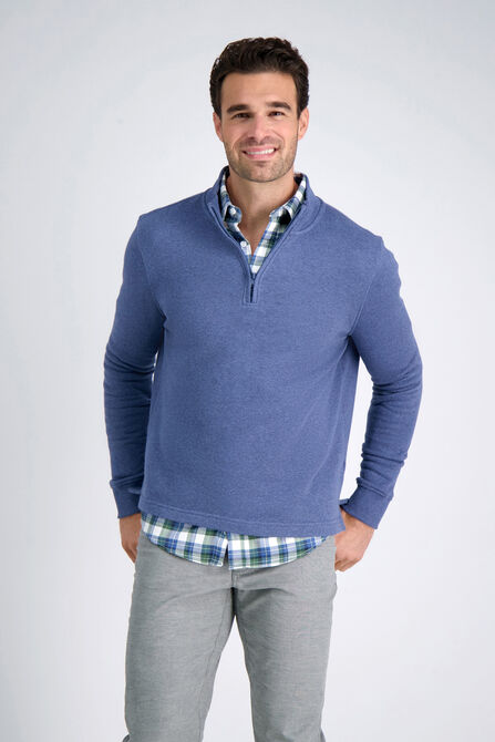 Quarter Zip Mock Neck, Navy view# 1