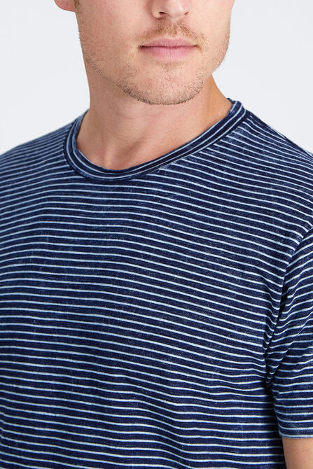 Mustang&reg; True Indigo Striped Crew Shirt, Indigo view# 3