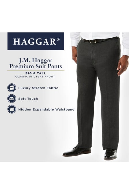 Big &amp; Tall J.M. Haggar Premium Stretch Suit Pant - Flat Front, Dark Heather Grey view# 5