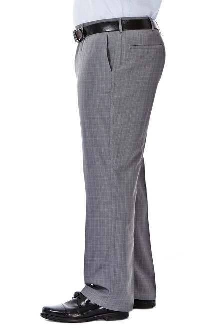 Big &amp; Tall Performance Microfiber Slacks - Micro Plaid, Light Grey view# 2