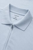 Premium Comfort Quarter Zip Jacquard Polo, Sky view# 4