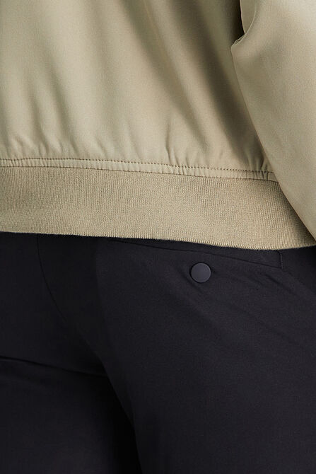 Stretch Gabardine Solid Full-Zip Bomber Jacket, Tan view# 3