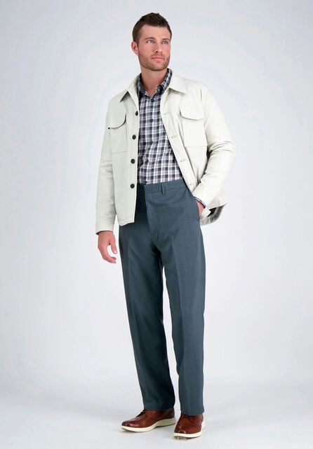 Premium Comfort Dress Pant - Subtle Plaid, Med Grey