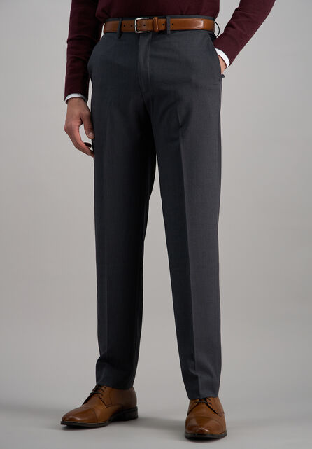 J.M. Haggar 4-Way Stretch Dress Pant - Check Glen Plaid, Dark Grey