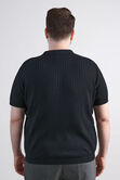 Big &amp; Tall Johnny Collar Ribbed Sweater, Black view# 2