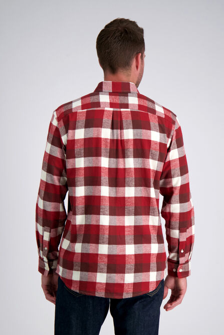 Long Flannel Plaid Shirt, Heather Burgundy view# 2