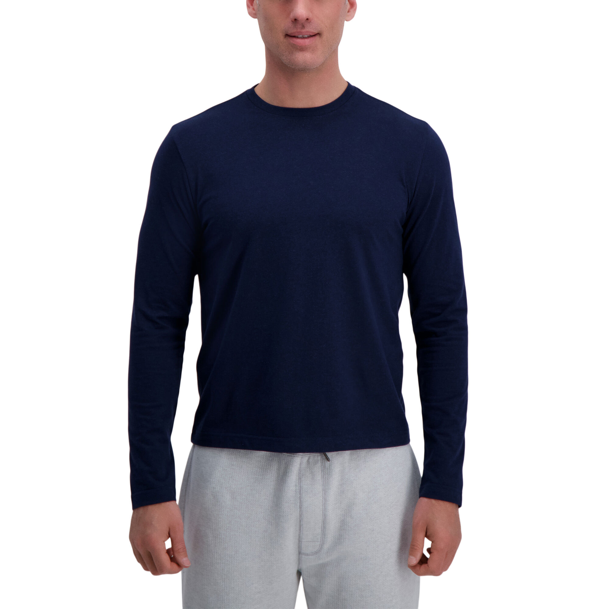 Haggar Jaspe Long Sleeve Crewneck Tee Dark Navy (UE70008 Clothing Shirts & Tops) photo