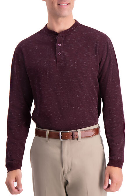 Space Dye Henley, Dark Red view# 1