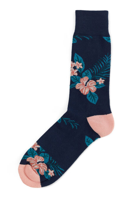 Tropical Floral Socks, Navy view# 1