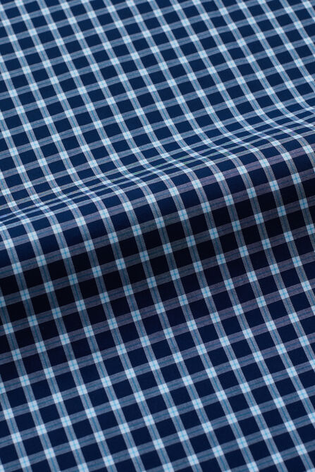 Cotton Dress Shirt - Navy Check, Navy view# 6