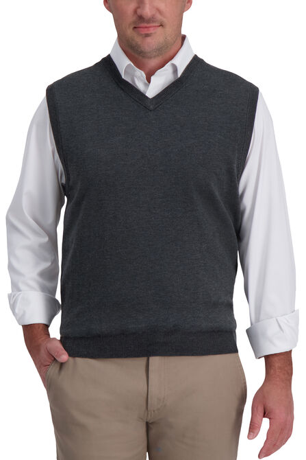 Basic V-Neck Sweater Vest, Navy Heather view# 1