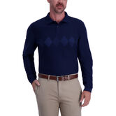 Argyle Chest Stripe Long Sleeve Polo - Navy,  Navy Heather view# 1