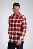 Long Flannel Plaid Shirt, Heather Burgundy view# 1