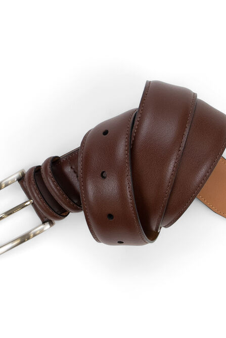 Leather Double Loop Belt - Brown, Khaki view# 1