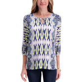 3/4 Sleeve Printed Blouse,  Canary view# 1
