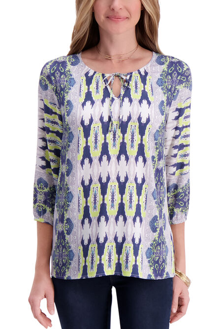 3/4 Sleeve Printed Blouse,  Canary view# 1