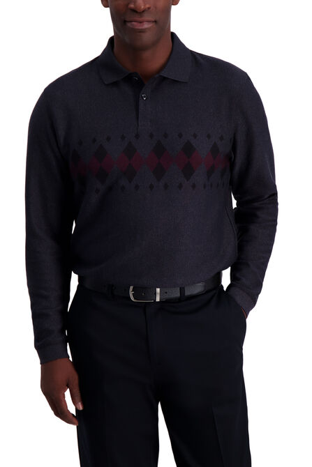 Argyle Chest Stripe Long Sleeve Polo,  view# 1