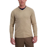 Textured Diamond V-Neck Sweater, British Khaki view# 1