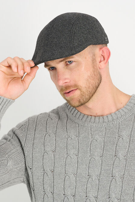 Brushed Herringbone Center Seam Flat Cap, Graphite view# 2