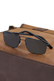 Square Double Bridge Sunglasses, Black view# 5