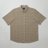 Pique Button Down Shirt - Floral Stamp, Khaki view# 6