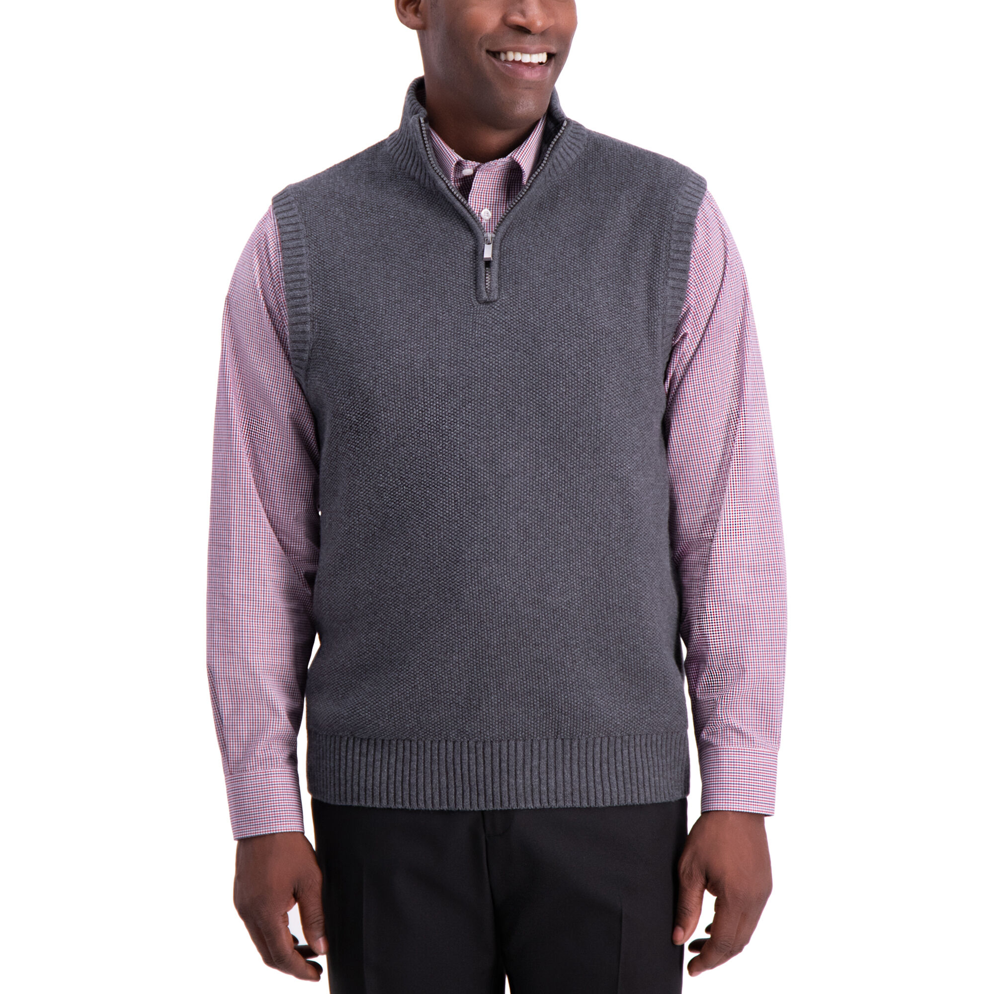 Haggar 1/4 Zip Sweater Vest Iron Htr (HGHF8V6139 Clothing Shirts & Tops) photo