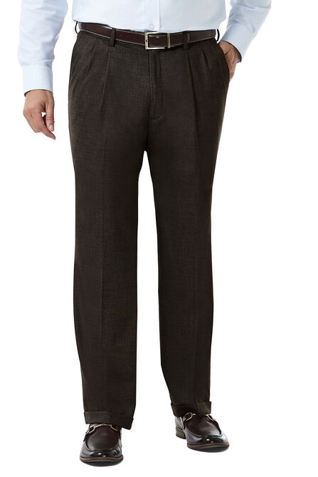 J.M. Haggar Premium Stretch Suit Pant - Pleated Front, Chocolate view# 1