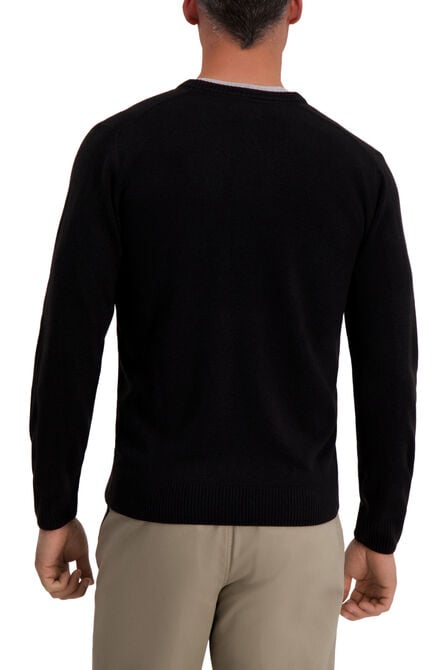 Textured Diamond V-Neck Sweater, Black view# 2