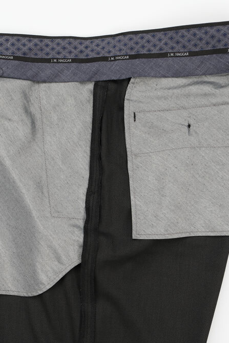 J.M. Haggar 4-Way Stretch Dress Pant - Diamond Weave, Black / Charcoal view# 6