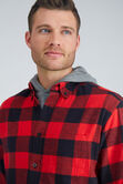 Long Flannel Plaid Shirt, Red view# 4