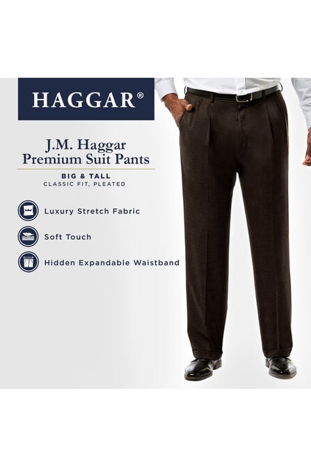 Big &amp; Tall J.M. Haggar Premium Stretch Suit Pant - Pleated Front, Dark Navy view# 4