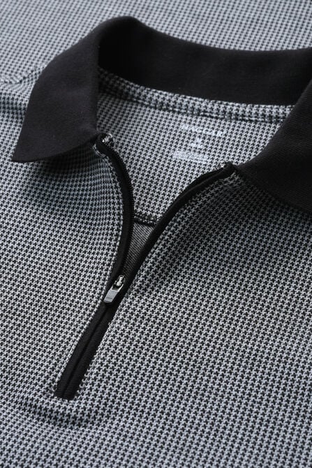 Premium Comfort Quarter Zip Houndstooth Polo, Black view# 5