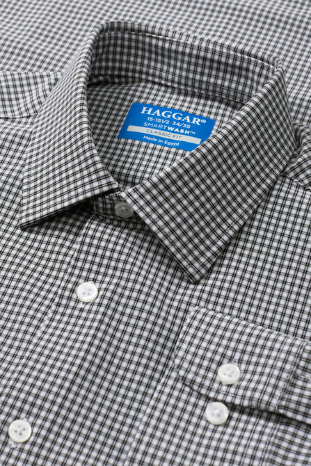 Smart Wash&trade; Dress Shirt - Black Check, Black / Charcoal view# 5