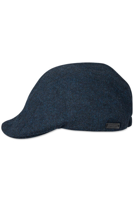 Brushed Herringbone Center Seam Flat Cap, BLUE view# 4