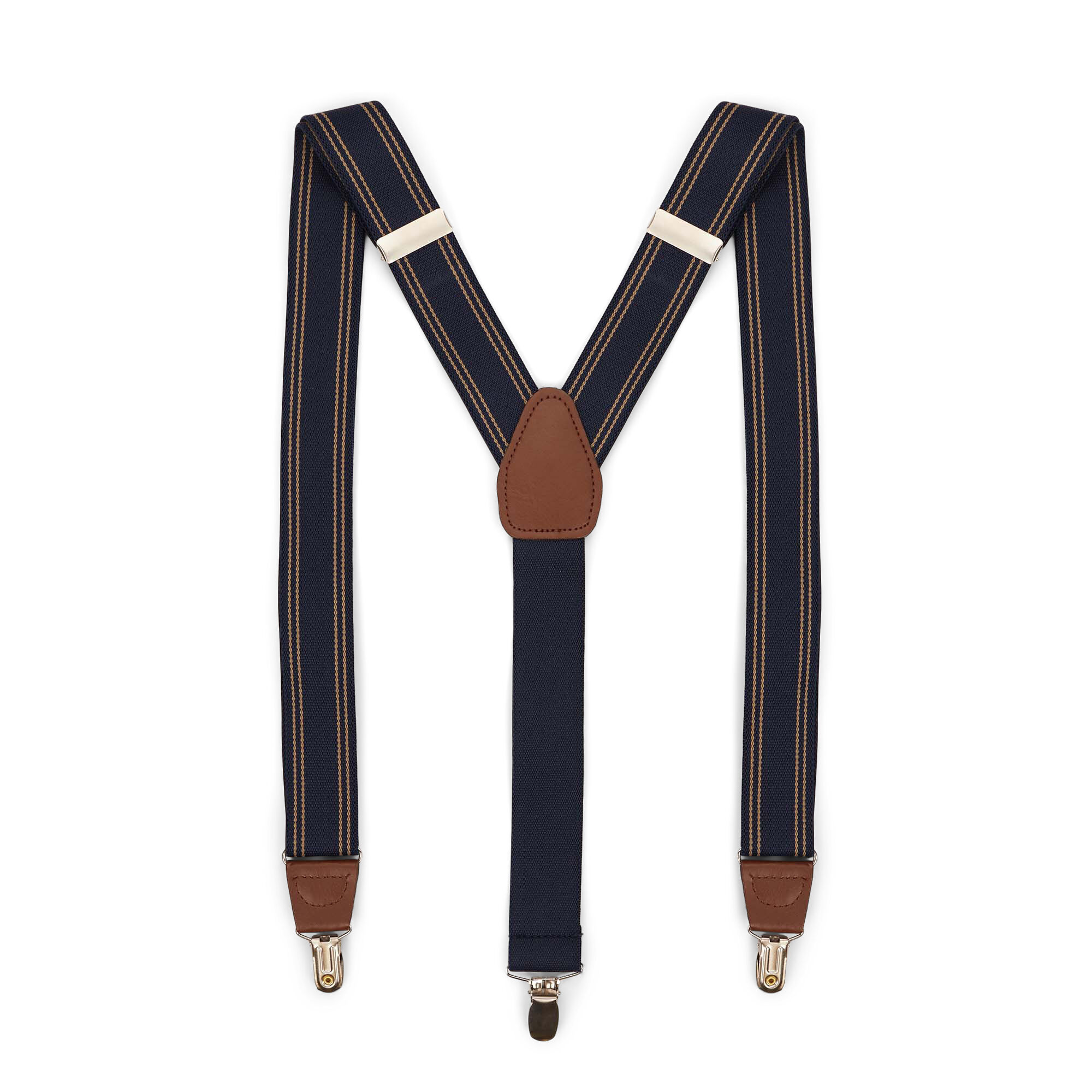 Haggar Stripe Y-Back Adjustable Clip Suspender Heather Navy (21HH510002) photo