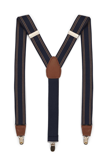 Stripe Y-Back Adjustable Clip Suspender, Heather Navy view# 1