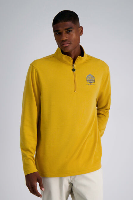 Pro Football Hall of Fame X Haggar &ndash; Long Sleeve Ribbed Quarter Zip, Golden Yellow view# 1