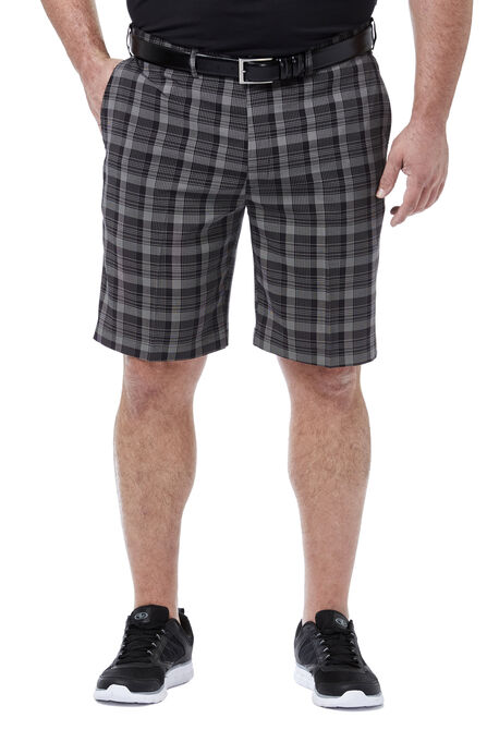 Big &amp; Tall Cool 18&reg; Pro Pinstripe Plaid Short, Black view# 1