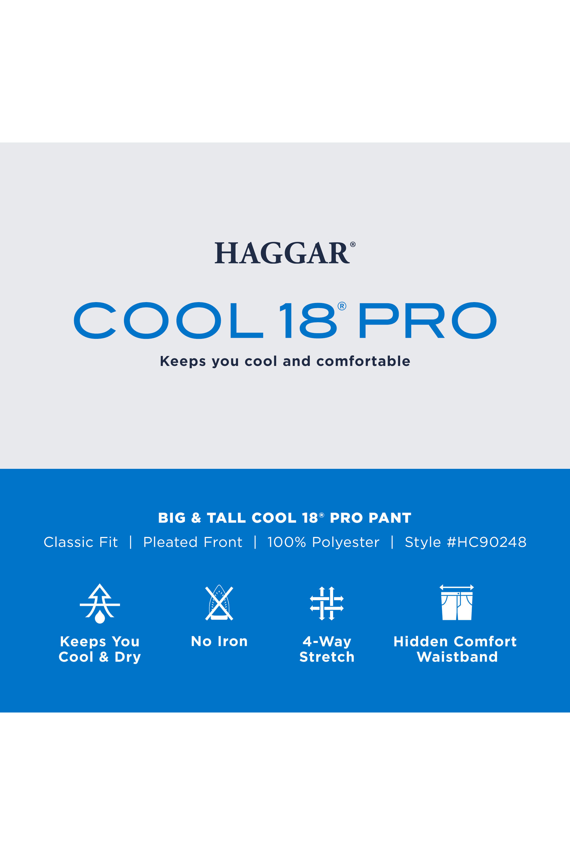B T Cool 18 Pro Pant Classic Fit Pleat Front Stretch No Iron
