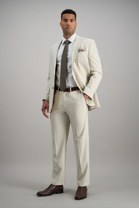 J.M. Haggar Premium Stretch Suit Pant - Flat Front, Natural view# 3