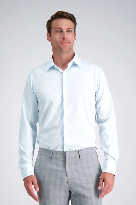 Smart Wash&trade; Dress Shirt - Light Blue Check, Sky view# 1