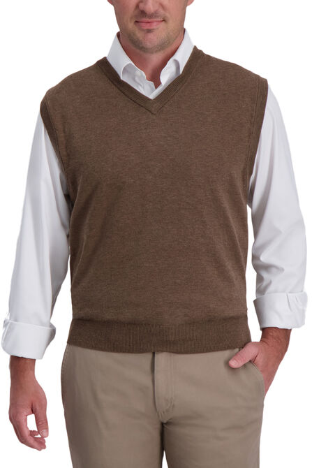 Basic V-Neck Sweater Vest, Sangria view# 3