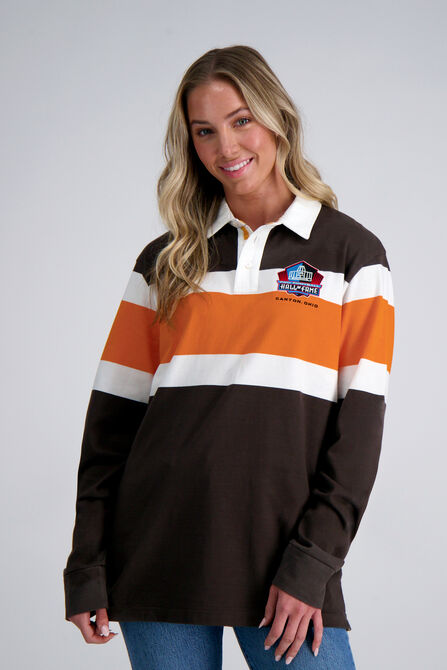 Pro Football Hall of Fame X Haggar - Vintage Wash Rugby Polo,  Brown #369 view# 2